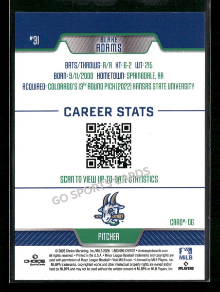 2026 Hartford Yard Goats Blake Adams
