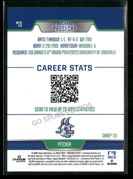 2026 Hartford Yard Goats Michael Prosecky