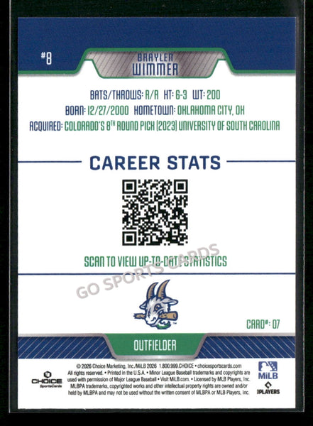 2026 Hartford Yard Goats Braylen Wimmer