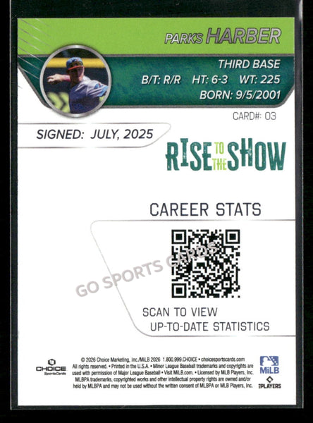 2026 Eugene Emeralds Rise to the Show Top Prospects GOLD Parks Harber