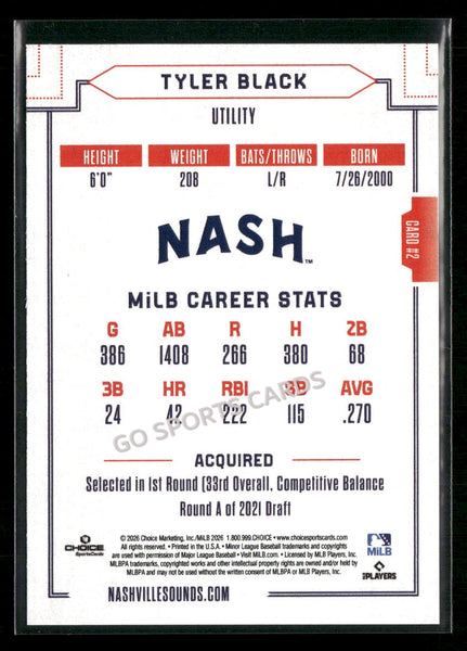 2026 Nashville Sounds Tyler Black