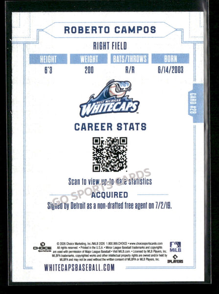 2026 West Michigan Whitecaps Roberto Campos
