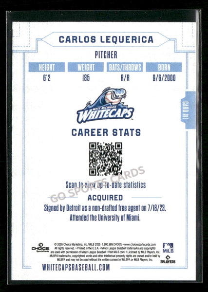2026 West Michigan Whitecaps Carlos Lequerica