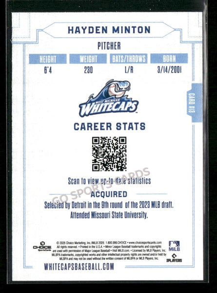 2026 West Michigan Whitecaps Hayden Minton