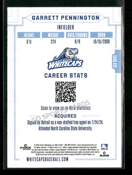 2026 West Michigan Whitecaps Garrett Pennington