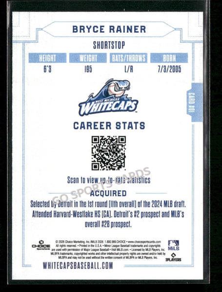 2026 West Michigan Whitecaps Bryce Rainer