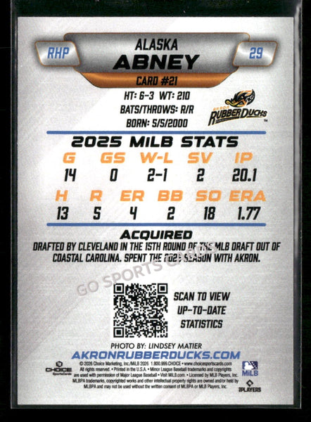 2026 Akron RubberDucks Alaska Abney