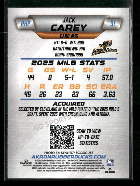 2026 Akron RubberDucks Jack Carey