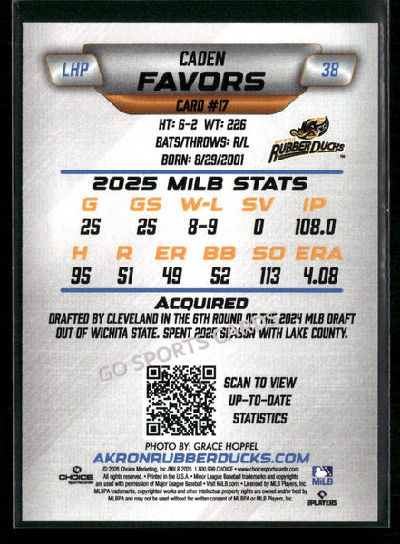 2026 Akron RubberDucks Caden Favors