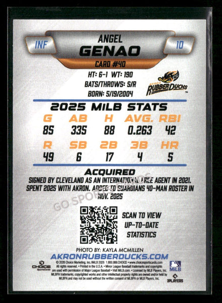 2026 Akron RubberDucks Angel Genao