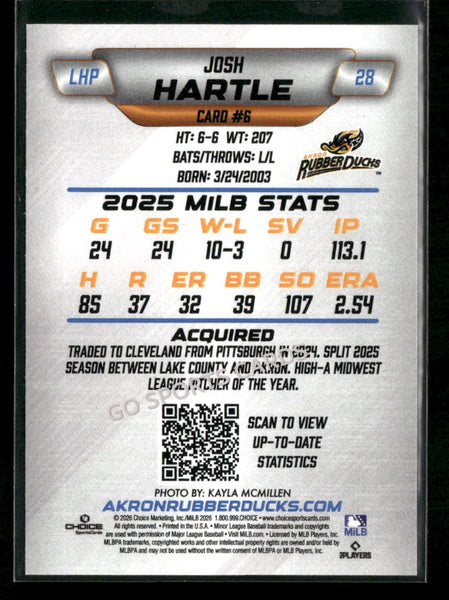2026 Akron RubberDucks Josh Hartle