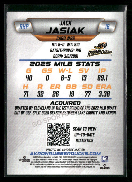 2026 Akron RubberDucks Jack Jasiak