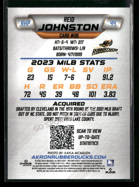 2026 Akron RubberDucks Reid Johnston