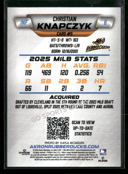 2026 Akron RubberDucks Christian Knapczyk