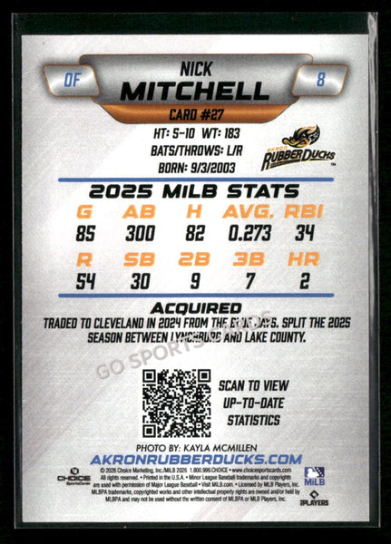 2026 Akron RubberDucks Nick Mitchell