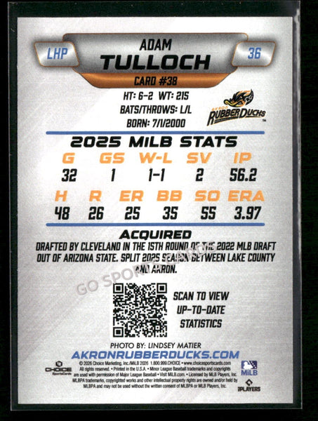 2026 Akron RubberDucks Adam Tulloch
