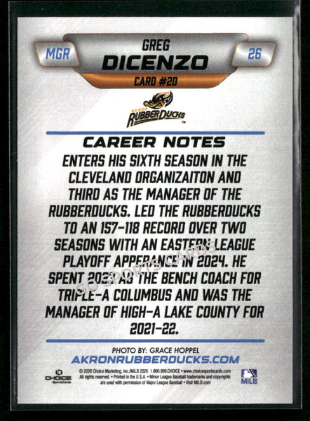 2026 Akron RubberDucks Greg Dicenzo