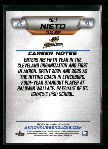 2026 Akron RubberDucks Cole Nieto