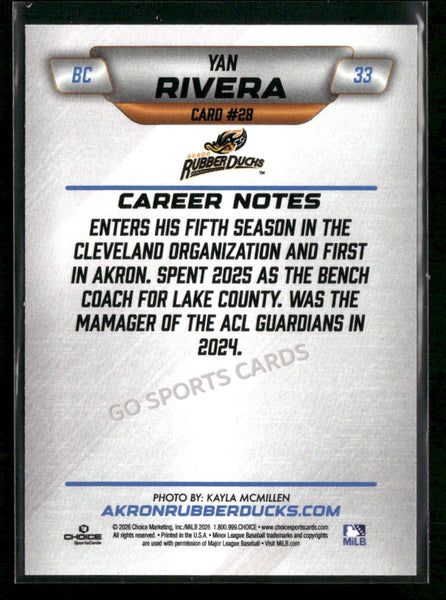 2026 Akron RubberDucks Yan Rivera