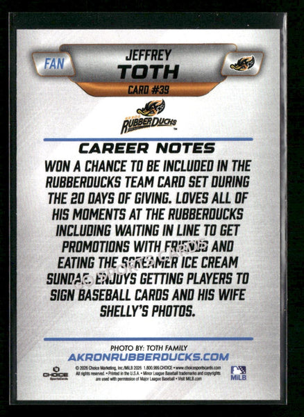 2026 Akron RubberDucks Jeffrey Toth