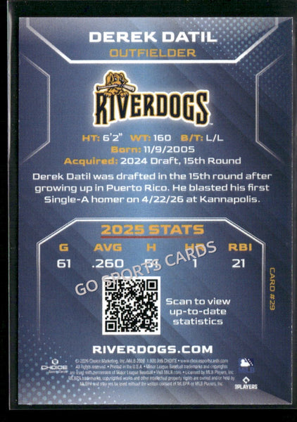 2026 Charleston RiverDogs Derek Datil