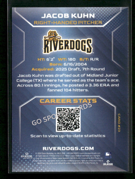 2026 Charleston RiverDogs Jacob Kuhn