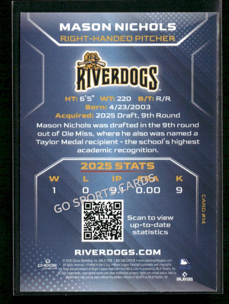 2026 Charleston RiverDogs Mason Nichols