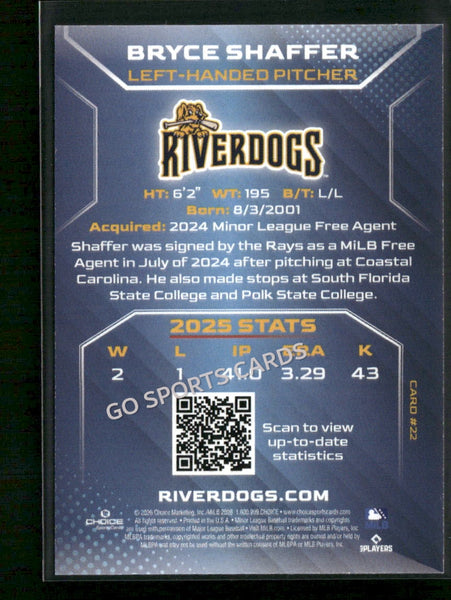 2026 Charleston RiverDogs Bryce Shaffer