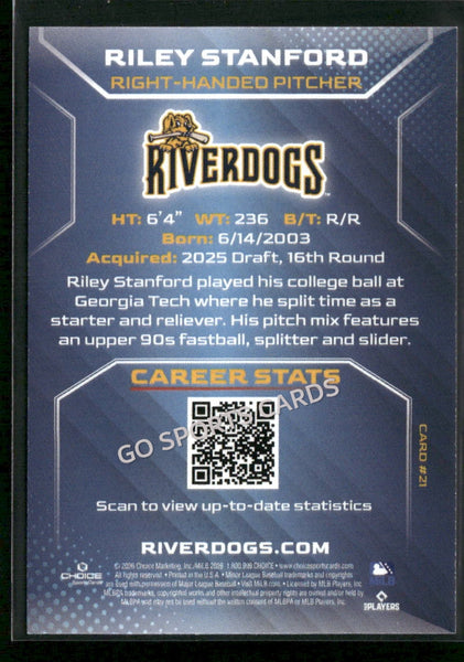 2026 Charleston RiverDogs Riley Stanford