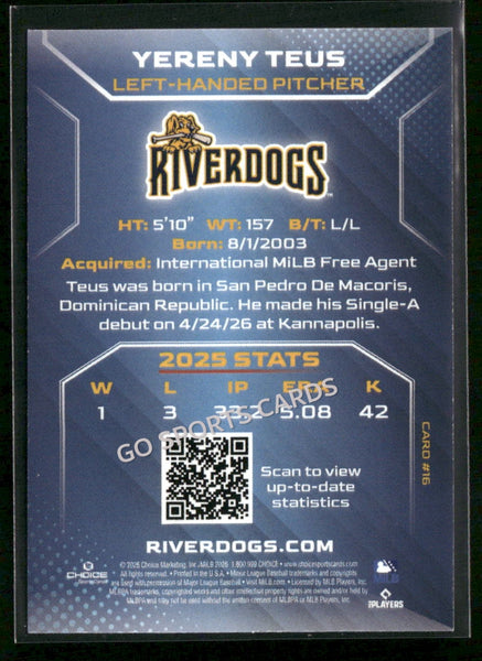 2026 Charleston RiverDogs Yereny Teus