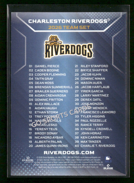 2026 Charleston RiverDogs Header Checklist