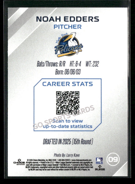 2026 Myrtle Beach Pelicans Noah Edders