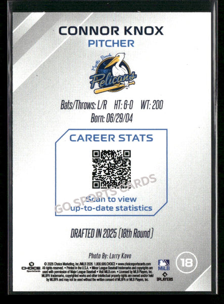 2026 Myrtle Beach Pelicans Connor Knox
