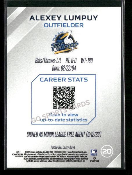 2026 Myrtle Beach Pelicans Alexey Lumpuy
