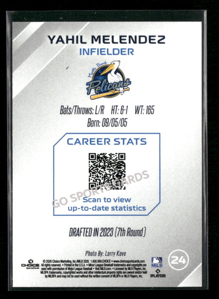 2026 Myrtle Beach Pelicans Yahil Melendez