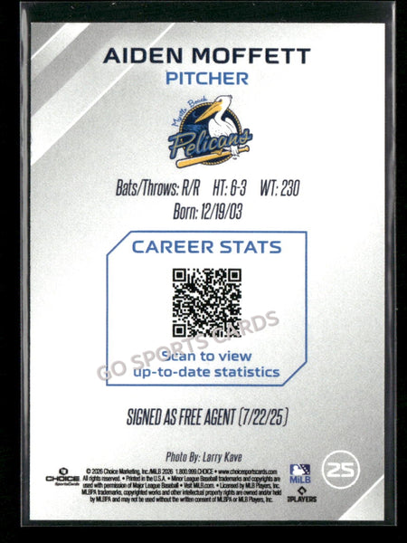 2026 Myrtle Beach Pelicans Aiden Moffett