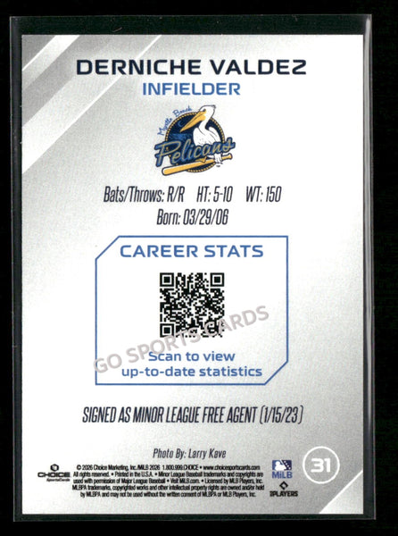 2026 Myrtle Beach Pelicans Derniche Valdez