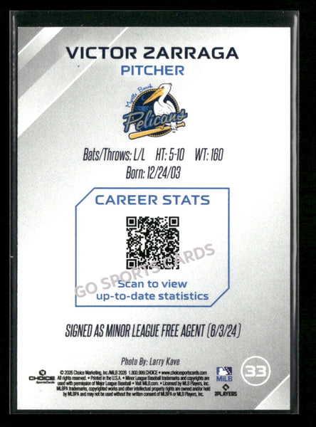 2026 Myrtle Beach Pelicans Victor Zarraga