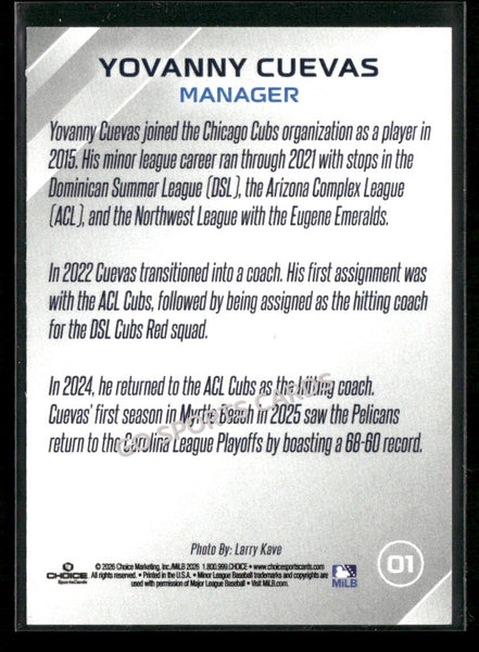2026 Myrtle Beach Pelicans Yovanny Cuevas