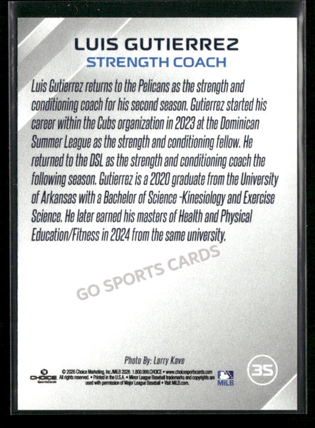 2026 Myrtle Beach Pelicans Luis Gutierrez
