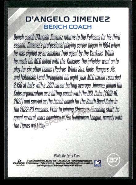 2026 Myrtle Beach Pelicans D'Angelo Jimenez
