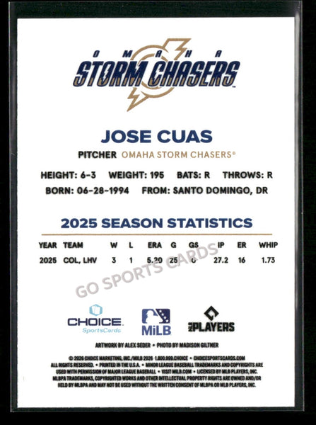 2026 Omaha Storm Chasers Jose Cuas