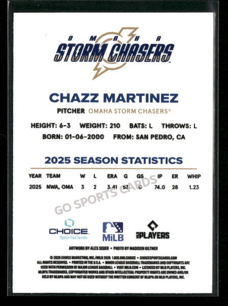 2026 Omaha Storm Chasers Chazz Martinez