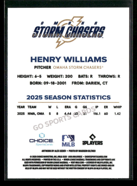 2026 Omaha Storm Chasers Henry Williams