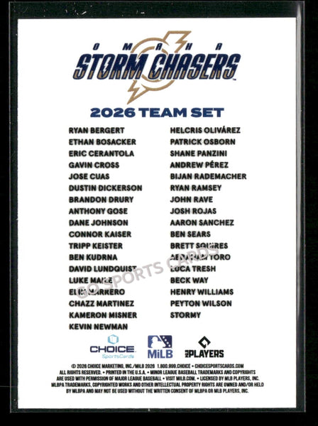 2026 Omaha Storm Chasers Stormy Mascot Checklist