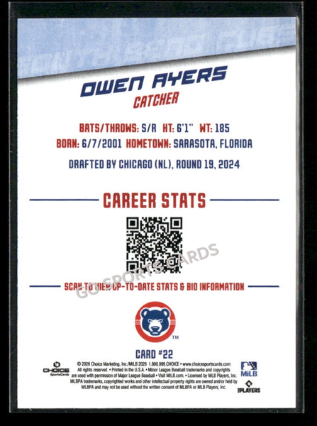 2026 South Bend Cubs Owen Ayers