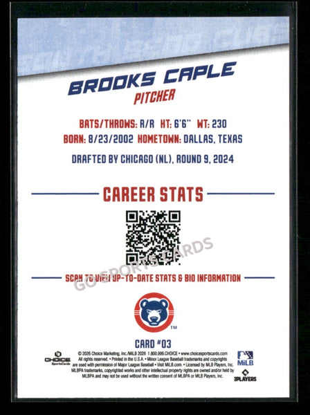 2026 South Bend Cubs Brooks Caple