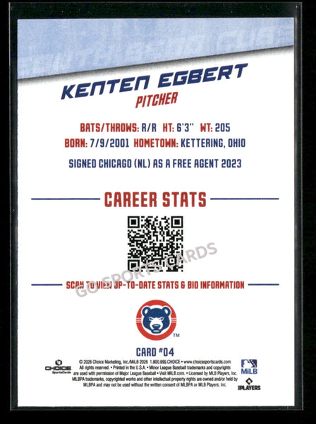 2026 South Bend Cubs Kenten Egbert
