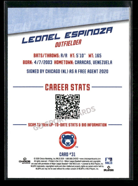 2026 South Bend Cubs Leonel Espinoza