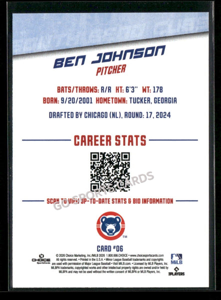 2026 South Bend Cubs Ben Johnson